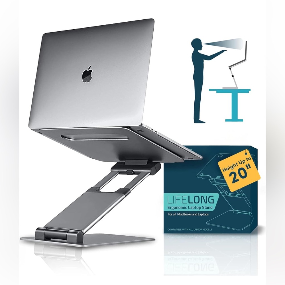 BRAND NEW Lifelong Ergonomic Laptop Stand in Silver